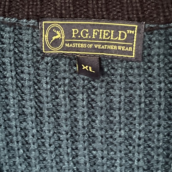P. G. Field Men's XL‎ Fisherman Outdoor Blue Green Sweater XL V-neck - Picture 4 of 11